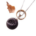 Fashion Natural Agate Druzy Ball Necklace